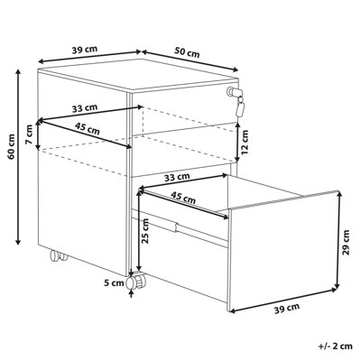 3 Drawer Metal Storage Cabinet Black CAMI