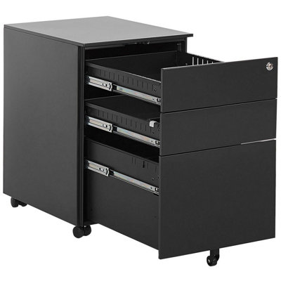 3 Drawer Metal Storage Cabinet Black CAMI