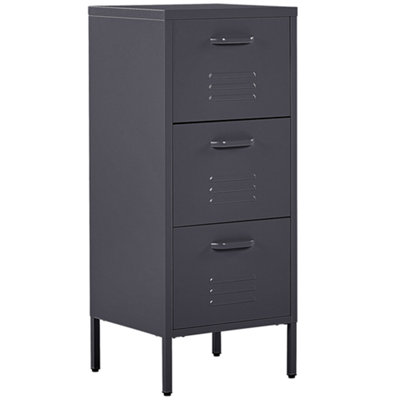 3 Drawer Metal Storage Cabinet Black WOSTOK