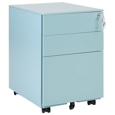 3 Drawer Metal Storage Cabinet Light Blue CAMI