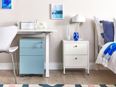 3 Drawer Metal Storage Cabinet Light Blue CAMI