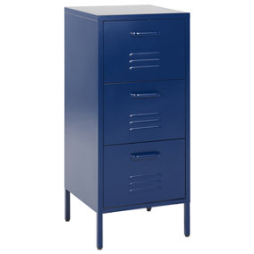3 Drawer Metal Storage Cabinet Navy Blue WOSTOK