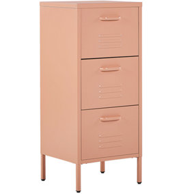 3 Drawer Metal Storage Cabinet Pink WOSTOK
