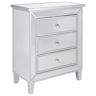 3 Drawer Mirrored Chest Silver BREVES