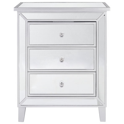3 Drawer Mirrored Chest Silver BREVES