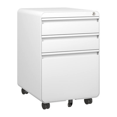 3-Drawer Mobile File Cabinet for A4 File Lockable Anti-tilt Rolling Design