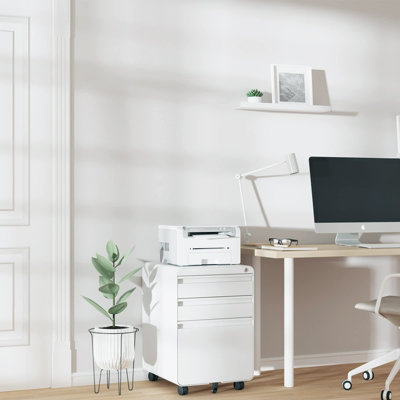 3-Drawer Mobile File Cabinet for A4 File Lockable Anti-tilt Rolling Design - 8