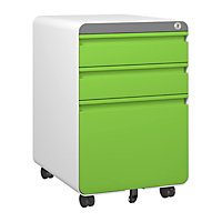 3-Drawer Mobile File Cabinet for A4 File Lockable with Hanging File Frame and Anti-tilt Rolling Design Green