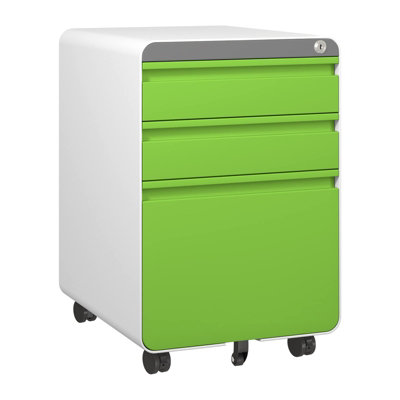 3-Drawer Mobile File Cabinet for A4 File Lockable with Hanging File ...