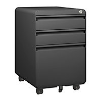 3-Drawer Mobile File Cabinet for A4 File, Lockable with Hanging File Frame and Anti-tilt Rolling Design