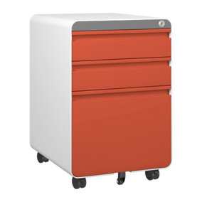 3-Drawer Mobile File Cabinet for A4 File Lockable   with Hanging File Frame and Anti-tilt Rolling Design
