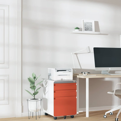 3-Drawer Mobile File Cabinet for A4 File Lockable   with Hanging File Frame and Anti-tilt Rolling Design - 8