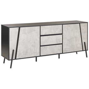 3 Drawer Sideboard Concrete Effect with Black BLACKPOOL