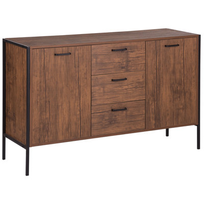 3 Drawer Sideboard Dark Brown and Black TIFTON