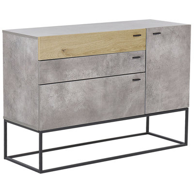 3 Drawer Sideboard Grey with Light Wood ARIETTA