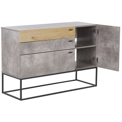 3 Drawer Sideboard Grey with Light Wood ARIETTA