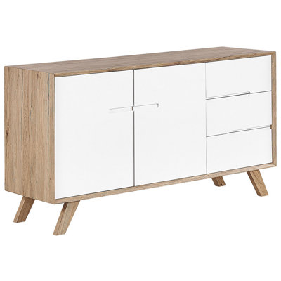 3 Drawer Sideboard White and Light Wood FORESTER