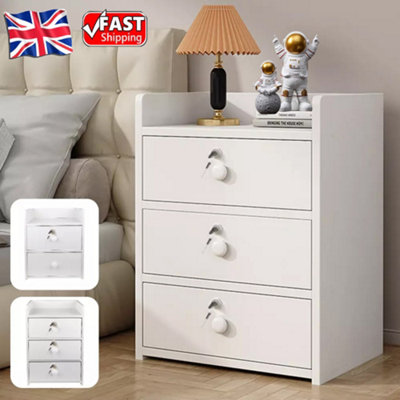 3 Drawer Wooden Bedroom Bedside Cabinet Furniture Storage Nightstand Side Table