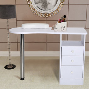 3 Drawers Nail Table Station Manicure Nail Arc Desk for Beauty Salon