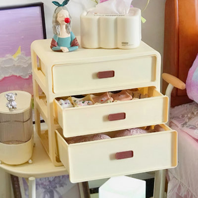 3 Drawers Organizer Underwear Storage Drawer Organizer, Yellow