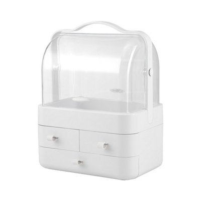 3 Drawers White Portable Dustproof Freestanding Makeup Storage Box 298 x 304 x 395 mm - 3