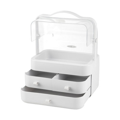 3 Drawers White Portable Dustproof Freestanding Makeup Storage Box 298 x 304 x 395 mm - 4