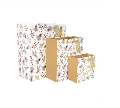 3 Eco Christmas Gift Bags Red Berry Traditional Design Recyclable Xmas Gift Bags Price Comparisons | Compare The Build