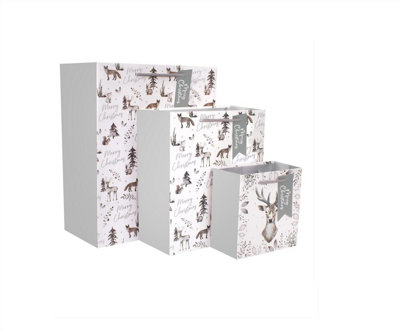 3 Eco Christmas Gift Bags Woodland Animals Stag Design Recyclable Xmas Gift Bags Price Comparisons | Compare The Build