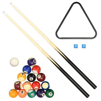 GAMES PLANET Mini Pool Billardtisch Micro inkl. Zubehör (2 Queues, Kugeln, Dreieck, Kreide, Bürste), 3 Dekore, Maße: 92 x 52 x 19 cm, schwarz