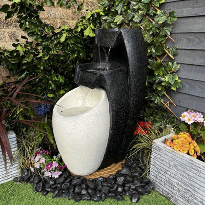 3 Flowing Vases Contemporary Solar Water Feature