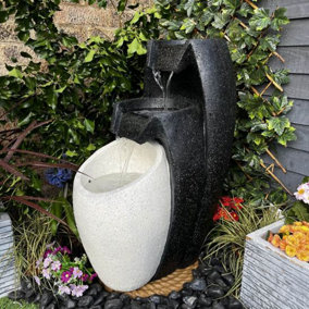 3 Flowing Vases Mains Power Water Feature With Cover