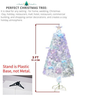 3 Ft Christmas Trees Fibre Optic Pre-lit Xmas Tree with Stand Top Star ...