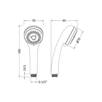 3 Function Water Saving Handset - Chrome