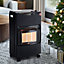 3 Heat Settings Black Portable Freestanding Ceramic Gas Heater with Wheels