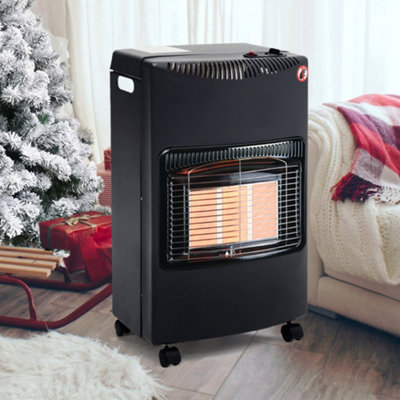 3 Heat Settings Black Portable Freestanding Ceramic Infrared Heating Gas Heater Indoor with Wheels