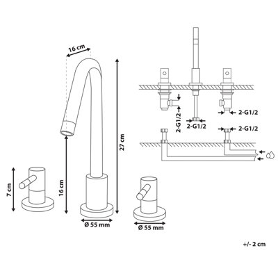 3 Hole Bathroom Basin Tap Gold SIPI - 3