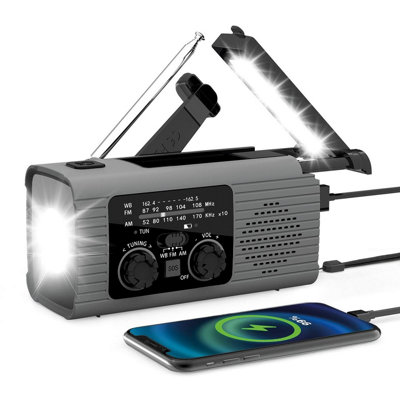 Wind Up Radio, 5000mAh batterij draagbare handslinger noodradio met Bluetooth-luidspreker, zonnelader Power Bank, AM/FM-radio's met SOS-alarmzaklamp voor binnen en buiten noodapparatuur