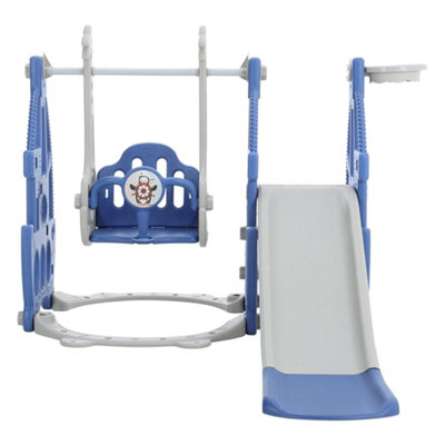 3 in 1 Blue and Grey Slide and Swing Set Play Set with Basketball Hoop W 1330 x D 1530 x H 1030 mm - 4