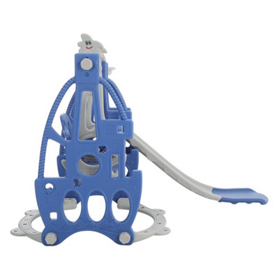 3 in 1 Blue and Grey Slide and Swing Set Play Set with Basketball Hoop W 1330 x D 1530 x H 1030 mm - 6