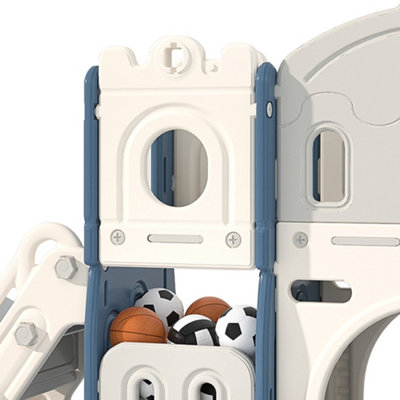 3 in 1 Blue Slide Set Play Set with Storage Space&Basket Hoop W 1900 x D 1650 x H 1060 mm - 3