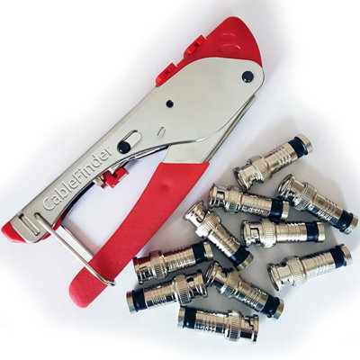 3 in 1 Coaxial Compression Crimp Tool & 10x BNC Male Connectors RG59 CCTV Plug