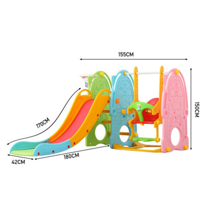 3 in 1 Colorful Kid Toddler Children Slide and Swing Set Play Set