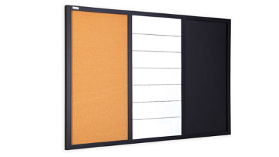 3-in-1 COMBI Board: Dry-Erase Magnetic Whiteboard, Magnetic Chalkboard, and Corkboard 90x60 cm + FREE GIFT