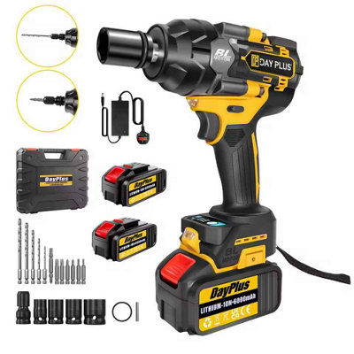 3 in 1 Cordless Impact Wrench, Brushless half inch driver with 2 Batteries