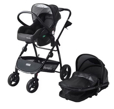 3 in 1 Deluxe Baby Pushchair Stroller Travel System with Carrycot ...