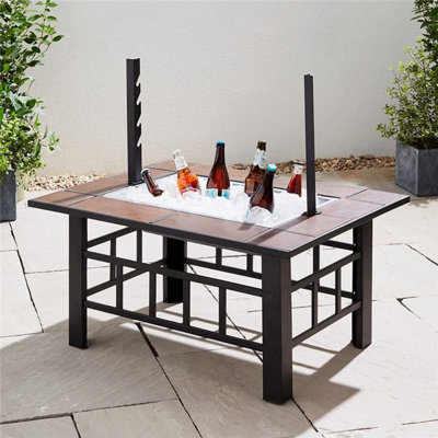 Outdoor dining deals table with cooler