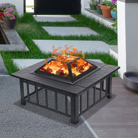 3 in 1 Fire table with Rain Cover Outdoor Fire Pits