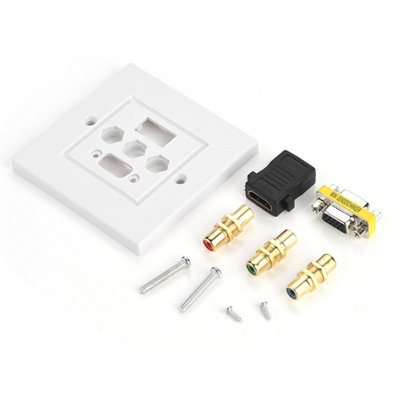 3-in-1 HDMI, VGA, and 3RCA Integrated Multimedia Wall Panel Audio/Video Socket