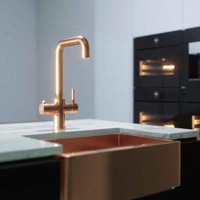 3-In-1 Hot Water Kitchen Tap With Tank & Filter, Brushed Copper - SIA HWT3CU