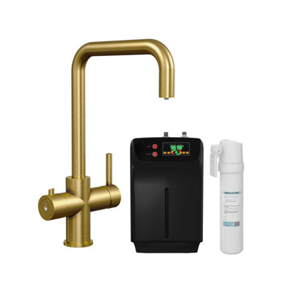 3 in 1 Instant Boiling Water Tap Brushed Gold, 2.4L Boiler Unit ...